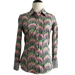 Rare LILLY PULITZER chevron wave multicolor Its A Lilly button down 0 like new